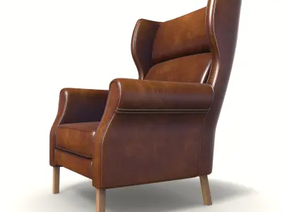 wingback chair indust 018 Low-poly 3D model