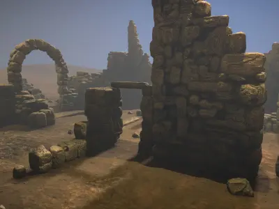 Ruined walls Low-poly 3D model