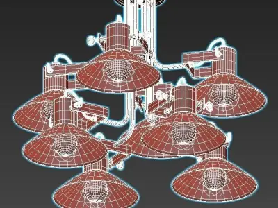 dauntaun light fixture with six shades 3D model