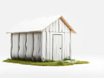 Rustic Countryside Shed with Vintage Ironwork Details Low-poly 3D model