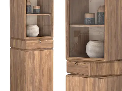 TEOREMA two wooden cabinets with glass doors 3D model