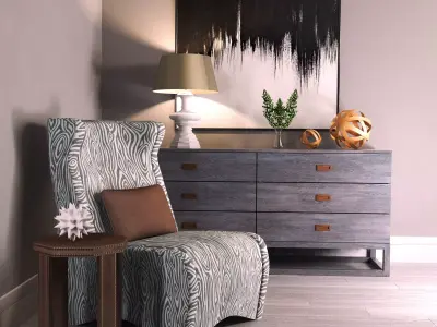Decorative set for the living room 3D model