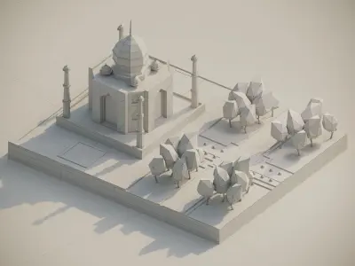 Taj Mahal Low-poly 3D model