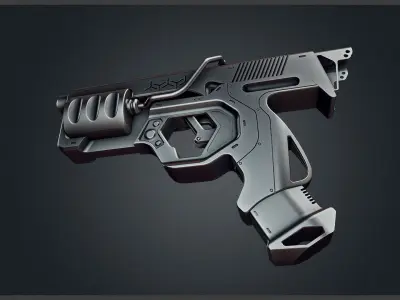 3D Gun Kitbash OBJ BLENDFILES 3D model