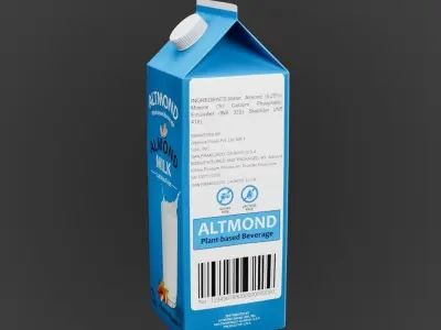 Almond Milk carton Low-poly 3D model