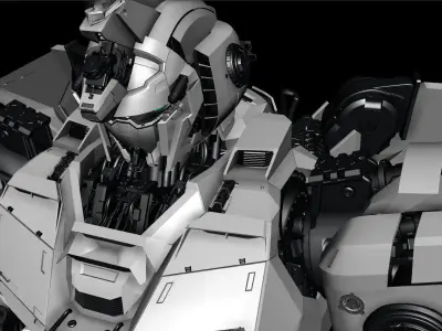 Gundam silver robot with eyes 3D model