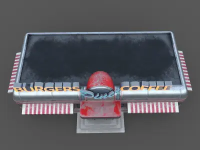 Vintage Diner Worn Game Ready Low-poly 3D model