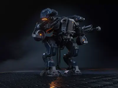 Low-polygon 3D model of a robot with 4K textures Low-poly 3D model