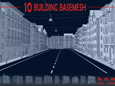 10 Building Basemesh Low-poly 3D model