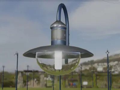  Street Light -7- Blue Version - For Walls Low-poly 3D model