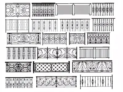 Wrought iron railings 3D model