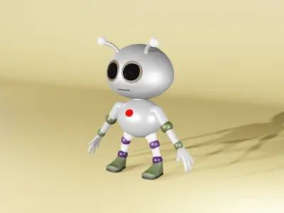 Cute Robot Cartoon Character 3D model