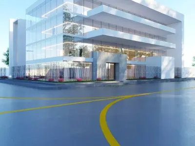 3D Model Bank Building at City Intersection Low-poly 3D model