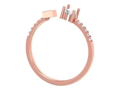 Open End Light Weight Round Princess stone Band Ring 3D print model