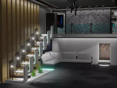 modern living room 3D model 17
