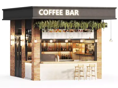 Outdoor cafe  coffee to go  streetcafe Low-poly 3D model