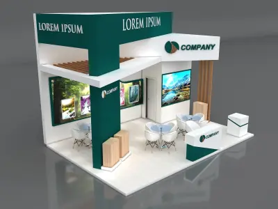 Exhibition Stand Booth Stall 7x5m Height 500cm 3 Side Open 3D model
