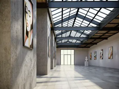 Interior art gallery 05 Low-poly 3D model