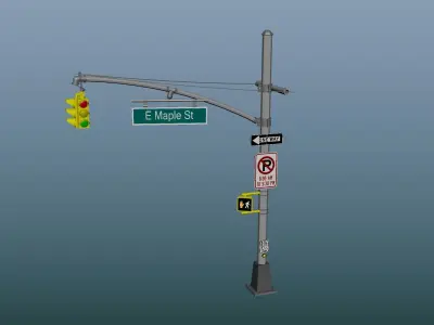 Traffic Light Low-poly 3D model
