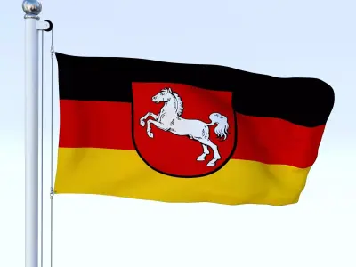 Animated Lower Saxony German State Flag Low-poly 3D model