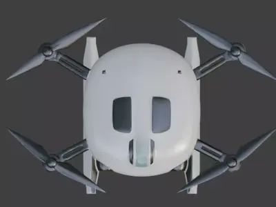Futuristic Cartoon Surveillance Drone 3D Model Low-poly 3D model