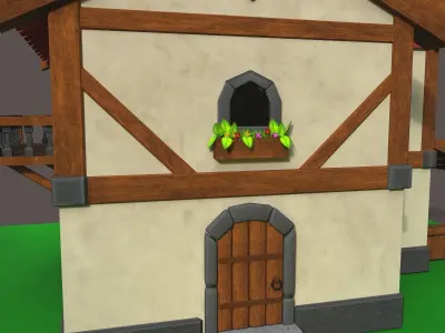 Stylized Medieval Cottage- house- Modular Stylized 3D Asset  Low-poly 3D model
