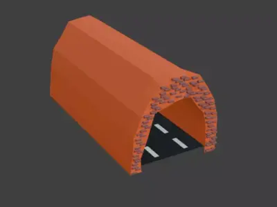 road with tunnel Low-poly 3D model