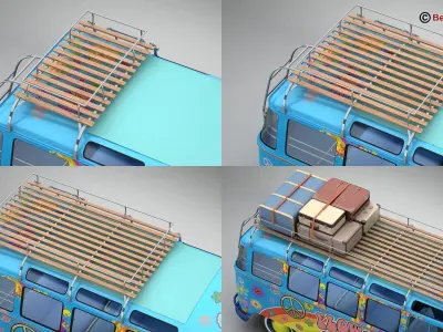 Volkswagen T1 Samba 1963 Hippie Accessories 3D model