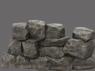 wall set arch made of rocks Low-poly 3D model