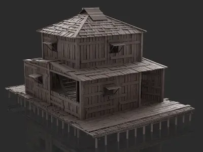 Fantasy Wooden House - Jungle Hut 6 3D model