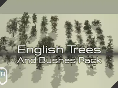 English Trees and Bushes Pack Low-poly 3D model