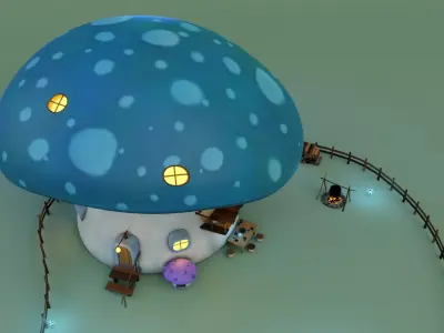 Mushroom House Scene  3D model