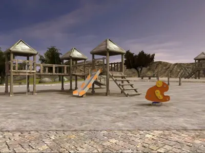 Playground collection set of equipment Low-poly 3D model