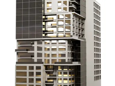 Residential building 01 Low-poly 3D model