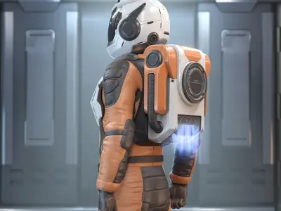 Sci-Fi Astronaut Low-Poly Game Character Low-poly 3D model