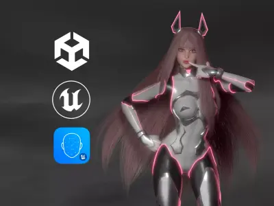 Stellar Aerith - Anime Sci-fi Girl - Game Ready Low-poly 3D model