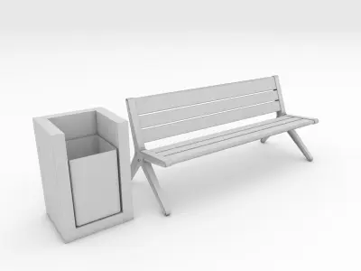 Bench Park 30 Low-poly 3D model