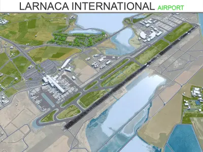 Larnaca International Airport 10km Low-poly 3D model
