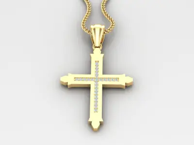 High Cross Pendant Light Gold 18K 4CP017 3D print model