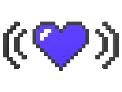 Pixel Heart Radio v1 005 Low-poly 3D model