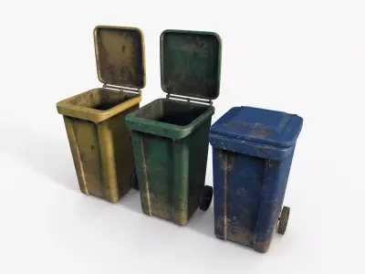 Dirty Street Trash Can Low-poly 3D model