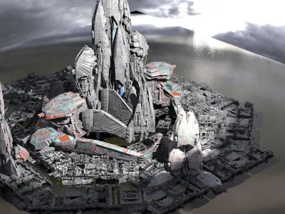 Sci fi extended moon base 3D model