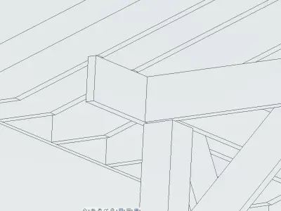 Editable wooden 2-stand carport with black roof 3D model