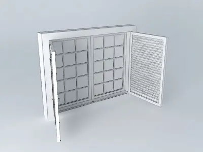 janelaedson wooden window with shutters Free 3D model