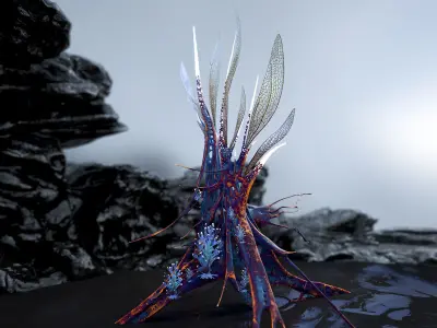 Alien Plant Fern Type 6 Low-poly 3D model