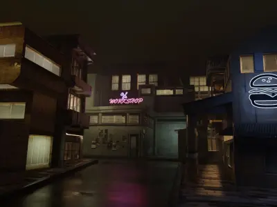 Dark city Low-poly 3D model