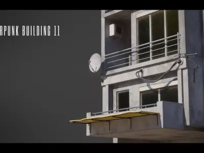 Dystopian Cyberpunk Building 12 Low-poly 3D model