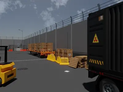 360 Warehouse Interior and Exterior Low-poly 3D model