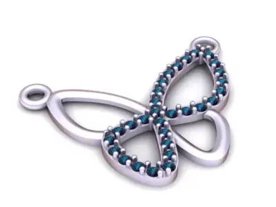Diamond Butterfly Pendant  3D Printable Model 3D print model