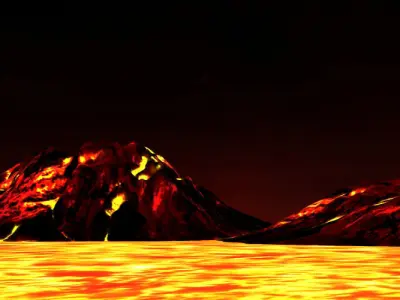 Volcano with Summer Volcano with 3D model